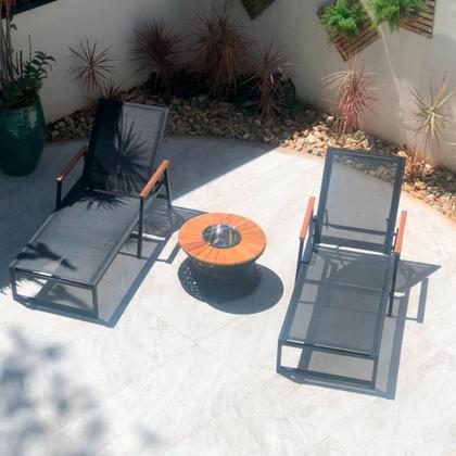 Imagem de Espreguiçadeira De Piscina Alumínio Tela Sling Reclinável Para área de Piscina Externa