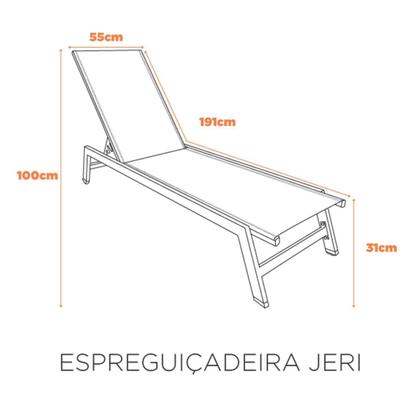 Imagem de Espreguiçadeira em Alumínio e Assento em Tela Jeri Bege/Fendi