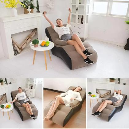 Imagem de Espreguiçadeira Inflável Puff Sofá Descanso Apoio Banco Cadeira Assente Enche Colchão