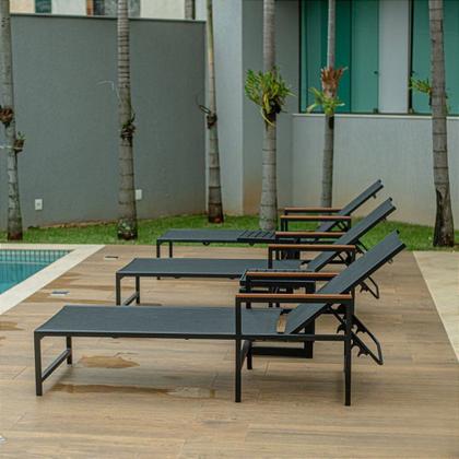 Imagem de Espreguiçadeira para Piscina Amélia em Aluminio e Tela Sling - 01 Unidade