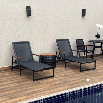 Imagem de Espreguiçadeira para Piscina Amélia em Aluminio e Tela Sling - 01 Unidade
