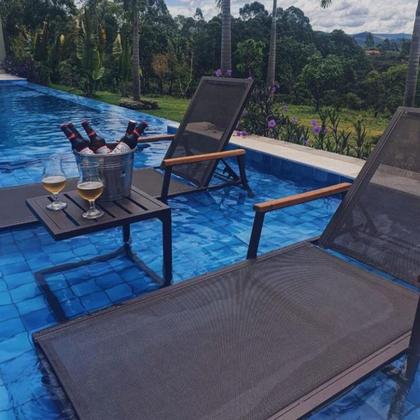 Imagem de Espreguiçadeira Piscina Amamélis Alumínio Tela Várias Cores