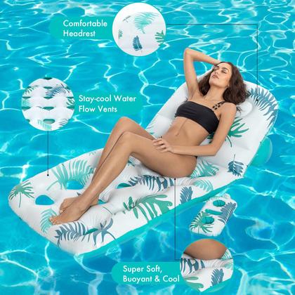 Imagem de Espreguiçadeira Pool Float para adultos JAZGROM com encosto ajustável com porta-copos
