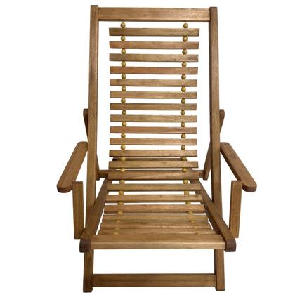 Imagem de Espreguiçadeira Reclinável de Madeira e Cabos de Aço para Praia e Jardim