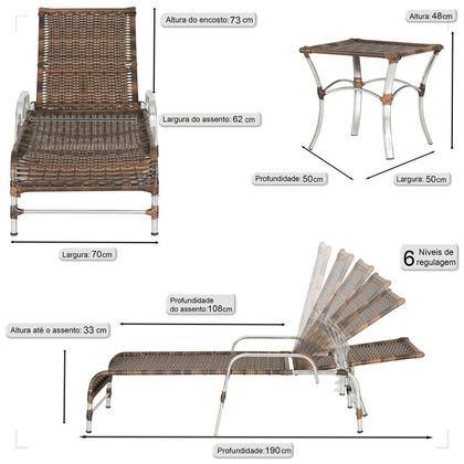 Imagem de Espreguiçadeira Regulável em Alumínio para Piscina e Jardim Catar