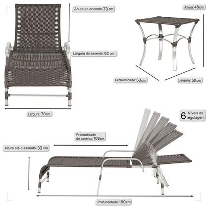 Imagem de Espreguiçadeira Regulável em Alumínio para Piscina e Jardim Catar
