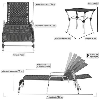Imagem de Espreguiçadeira Regulável em Alumínio para Piscina e Jardim Catar