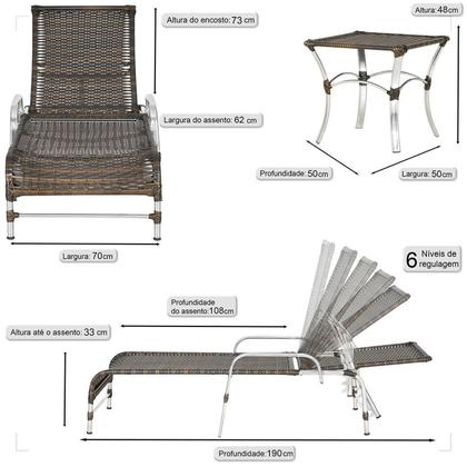 Imagem de Espreguiçadeira Regulável em Alumínio para Piscina e Jardim Catar