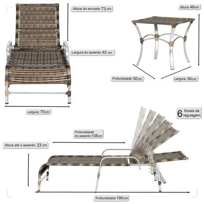 Imagem de Espreguiçadeira Regulável em Alumínio para Piscina e Jardim Catar