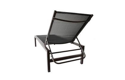 Imagem de Espreguiçadeira Sem Braço Alumínio Piscina Encosto Regulável Alumínio Marrom Tela Preta