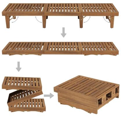 Imagem de Espreguiçadeira vidaXL com encosto dobrável e ajustável em madeira de acácia