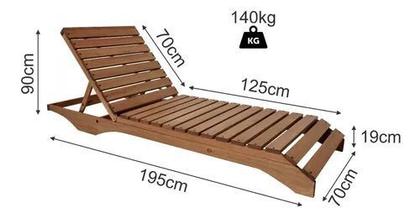 Imagem de Espreguiçadeiras Madeira Verona C/colchonete e Mesa De Apoio