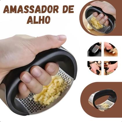 Imagem de Espremedor Amassador De Alho Manual Inox Utensílio Cozinha Cor Preto para alimentos