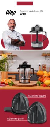 Imagem de Espremedor de Frutas 1.2L Wap 1200W Desmontavel Inox Preto 127V