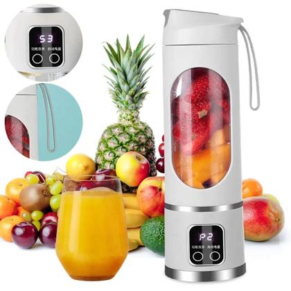 Imagem de Espremedor de Frutas Portátil 450ml 8 Lâminas USB Recarregável Bateria Dupla 1500 mAh Liquidificador