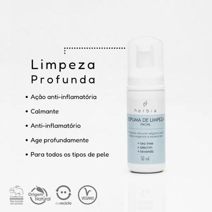 Imagem de Espuma de Limpeza Facial Natural Vegano 50ml HERBIA