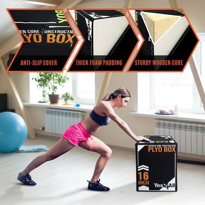 Imagem de Espuma de núcleo de madeira macia Plyo Box Yes4All 3 em 1 para exercícios