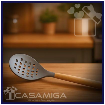 Imagem de Espumadeira Silicone Bambu 31cm Utensílios Class Home