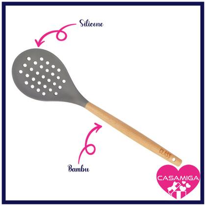 Imagem de Espumadeira Silicone Bambu 31cm Utensílios Class Home