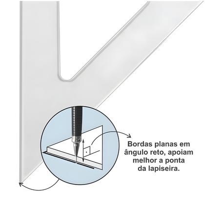 Imagem de Esquadro Acrílico Desetec Trident 60 12cm sem Escala 2612