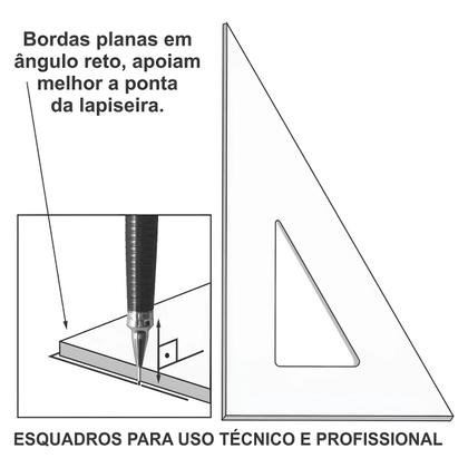 Imagem de Esquadro Acrílico Desetec Trident sem Escala 30/60/90 32cm Mod 2637