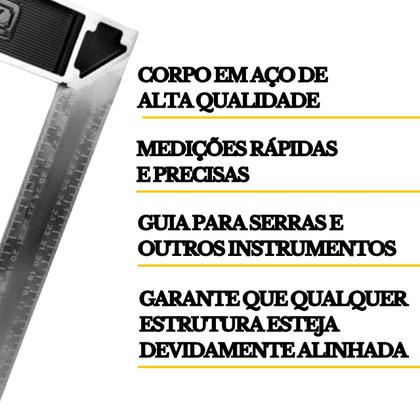 Imagem de Esquadro Alumínio Profissional 12 Pol. 30cm Stanley Aço Inox Metal Pedreiro Marceneiro Carpinteiro