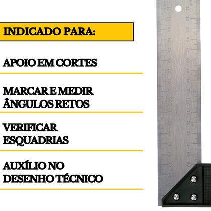 Imagem de Esquadro Alumínio Profissional 8 Pol. 20cm Stanley Aço Inox Metal Pedreiro Marceneiro Carpinteiro