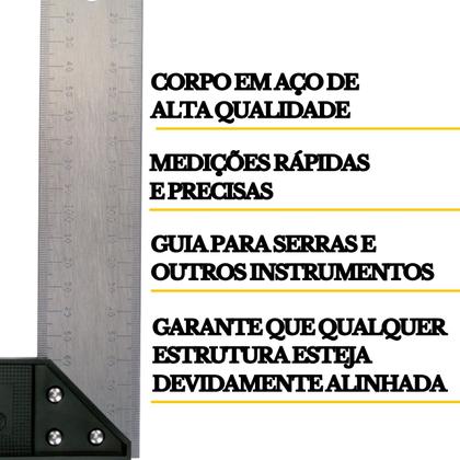 Imagem de Esquadro Alumínio Profissional 8 Pol. 20cm Stanley Aço Inox Metal Pedreiro Marceneiro Carpinteiro