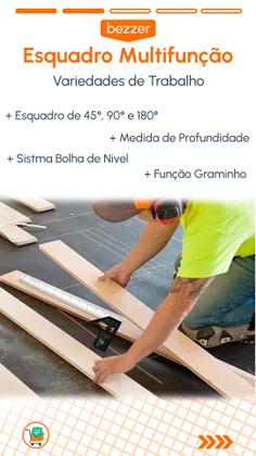 Imagem de Esquadro Combinado ajustável Inox Nível em Bolha e Régua de 30cm 12 Polegadas Riscador Profissional Carpinteiro Pedreiro