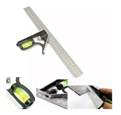 Imagem de Esquadro Combinado Alumínio 30cm 12'' Com Nível