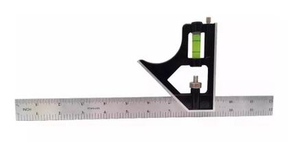 Imagem de Esquadro Combinado com Nível 12 Pol. 30cm Inox com Riscador - Lotus