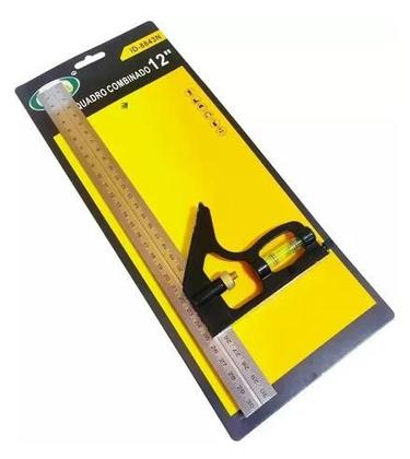 Imagem de Esquadro Combinado de Alumínio 30 cm. 90/45 com Nível ID-8843N Idea