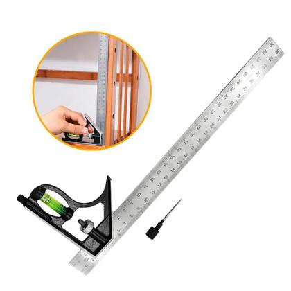Imagem de Esquadro Combinado Inox 12 Polegadas 30Cm C/ Regua E Nivel