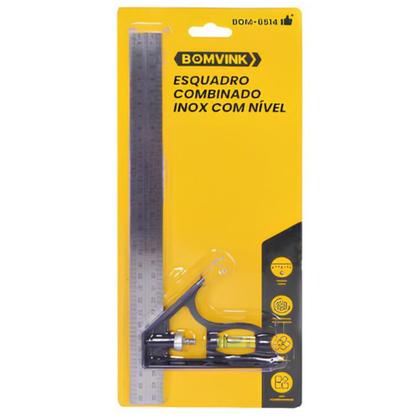 Imagem de Esquadro Combinado Inox 12 Polegadas 30Cm C/ Regua E Nivel