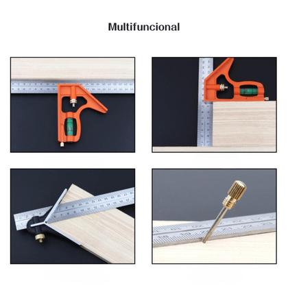 Imagem de Esquadro Combinado Inox 12polegadas 300mm Com Regua E Nivel Multiuso
