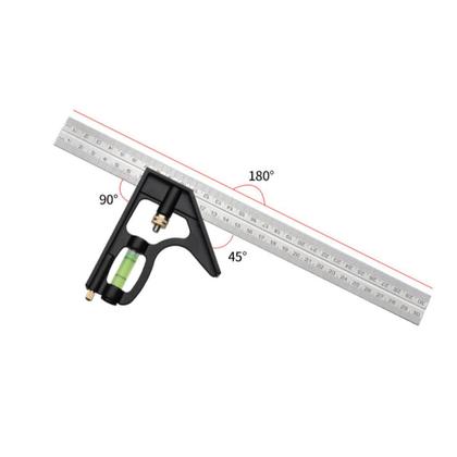 Imagem de Esquadro Combinado Inox 12polegadas 300mm Com Regua E Nivel Multiuso