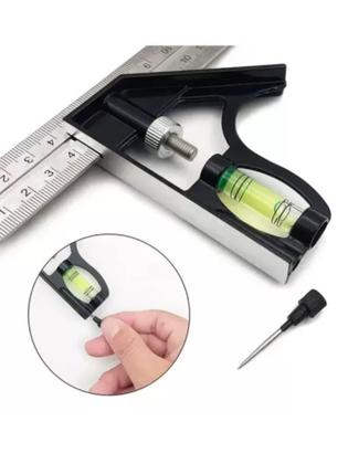 Imagem de Esquadro Combinado Inox C/ Nivel Regua 300mm 12 Polegadas