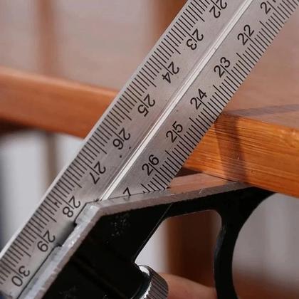 Imagem de Esquadro Combinado Inox Com Nível Régua 30cm De 12 Polegadas Ferramenta Multifuncional