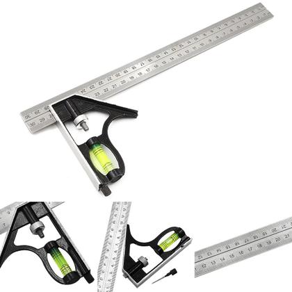 Imagem de Esquadro Combinado Inox Profissional C/ Nível 12pol 300mm