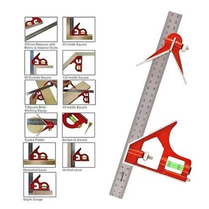 Imagem de Esquadro Combinado Metálico Com Nível 300Mm 3236755 Sparta