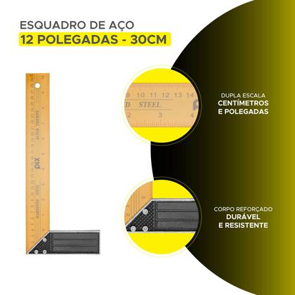 Imagem de Esquadro de Aço 10 e 12 Polegadas para Marcenaria e Construção