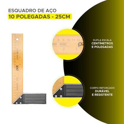 Imagem de Esquadro de Aço 10 Polegadas para Marcenaria e Construção