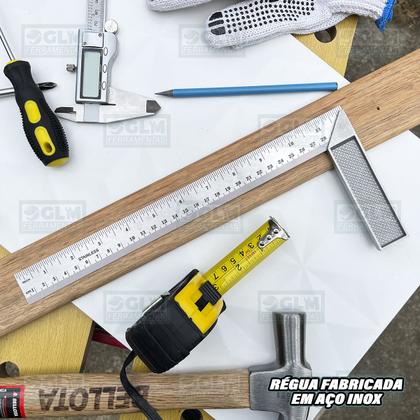 Imagem de Esquadro De Aço Inox C/ Cabo De Alumínio 12'' 30 Cm