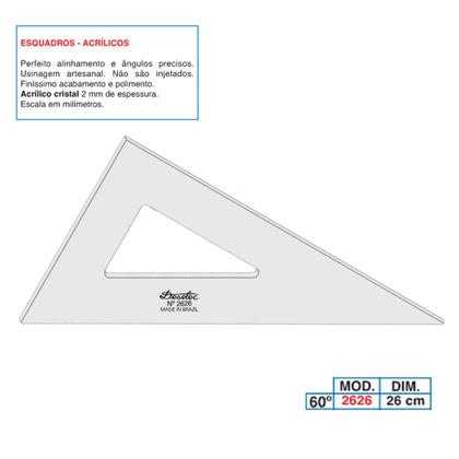 Imagem de Esquadro de Acrílico Trident 26cm - sem Escala - Ref.2626