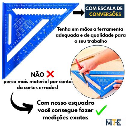 Imagem de Esquadro Profissional Triangular Régua E Transferidor 12 Polegadas Em Alumínio
