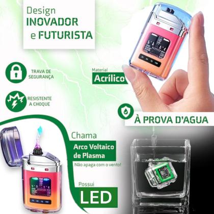 Imagem de Esqueiro Acendedor De Plasmas Isqueiro Portátil Eletrônico Recarregável Usb a prova TB1916d
