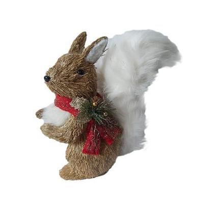 Imagem de Esquilo Palha Natural com cachecol em trico rabo peludo 33cm