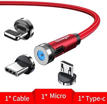 Imagem de Essager Cabo magnético giratório de 540 graus, cabo magnético redondo 3 em 1, cabo magnético dobrável