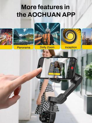 Imagem de Estabilizador de cardan AOCHUAN de 3 eixos para iPhone e Android Smart V8