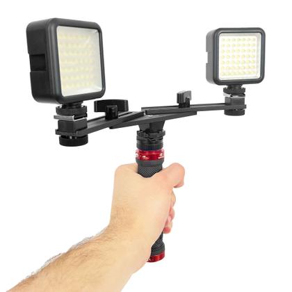 Imagem de Estabilizador De Mão Manopla Greika + Iluminação Luz Led Duplo